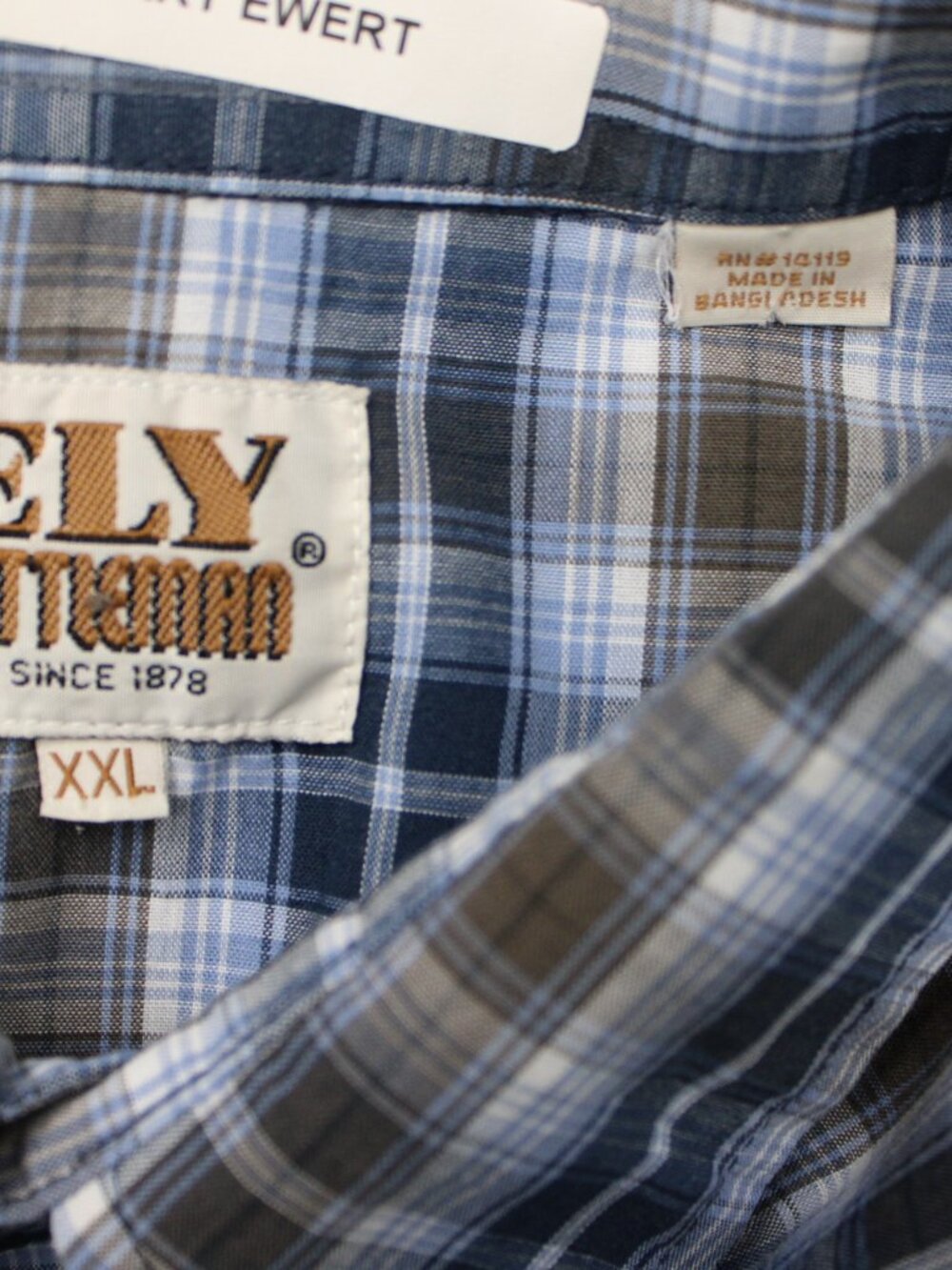 Ely Cattleman Shirt Mens 2XL XXL Blue Plaid Pearl Snap Western Short Sleeve - Picture 7 of 12